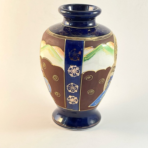 Vintage Japanese Handpainted Moriage Urn Geisha Shogun Asian Decor - Picture 8 of 15
